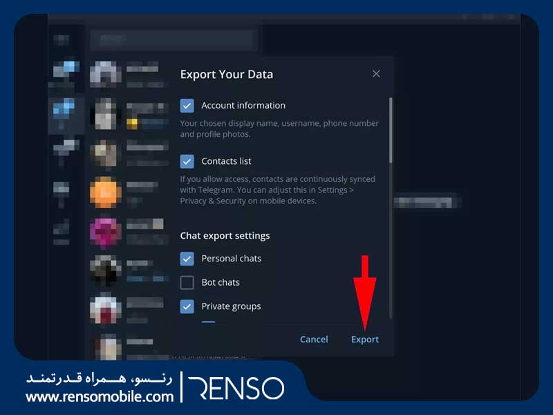 نحوه بک‌آپ تلگرام- آموزش بک‌آپ گرفتن از تلگرام- رفع ریپورت تلگرام- رنسو- رنسو موبایل- گوشی رنسو- Renso - Mobile